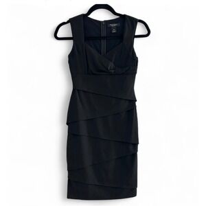 White House Black Market WHBM Black Tank Mesh Evening Slimming Dress XS 0 Petite